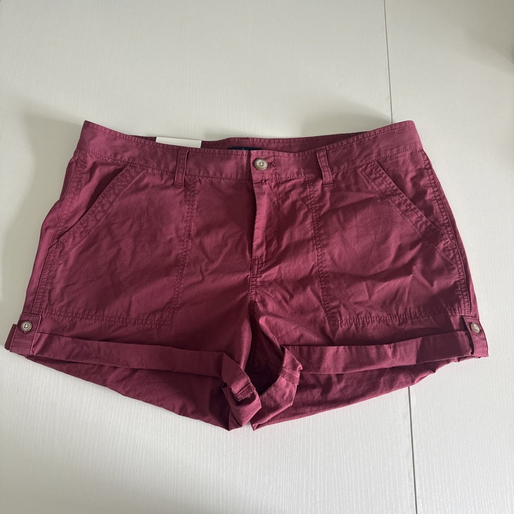 NWT Gap Short Burgundy Khaki Women's Shorts 100% Cotton Size 14